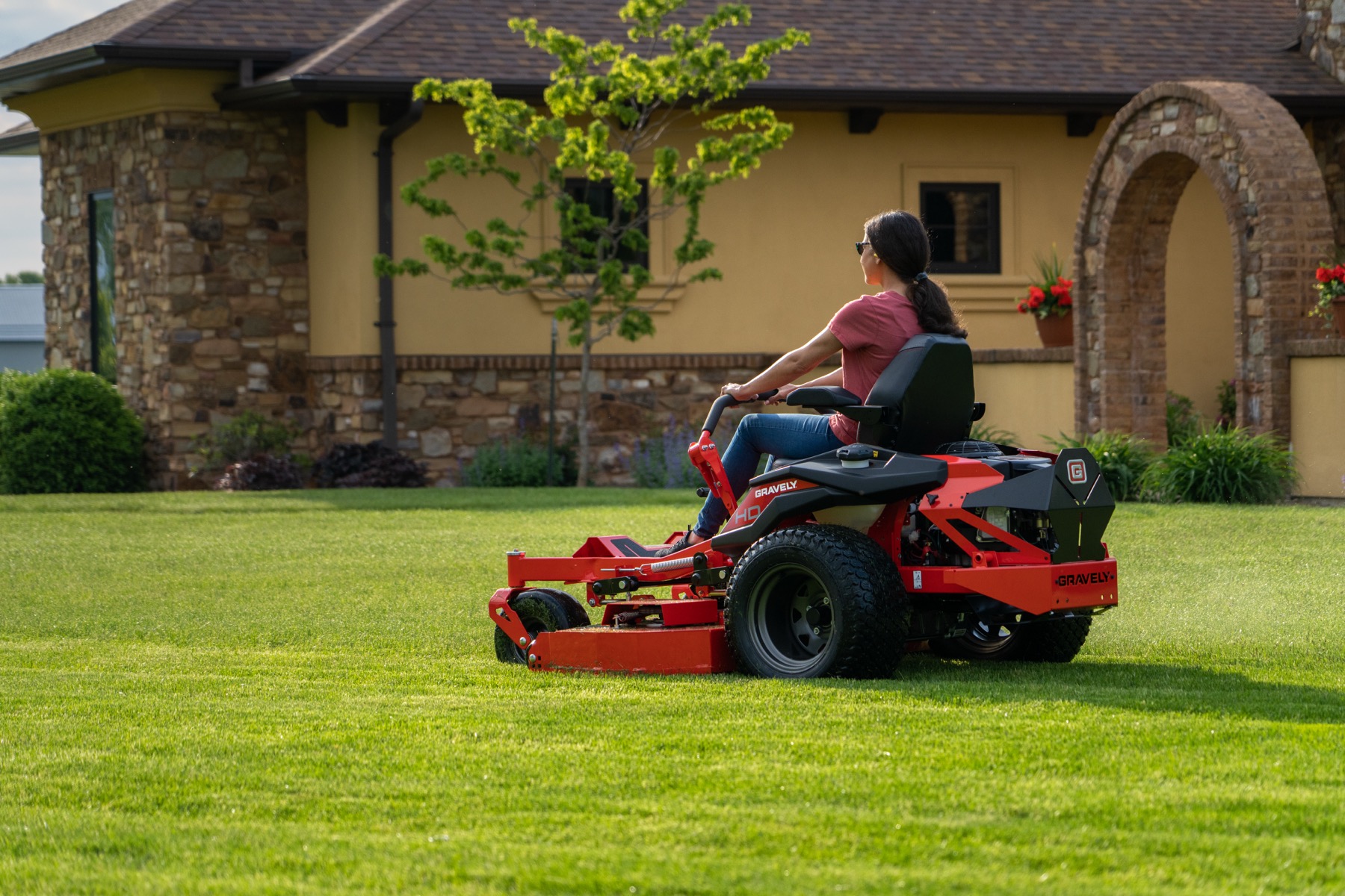 A Gravely mower at work